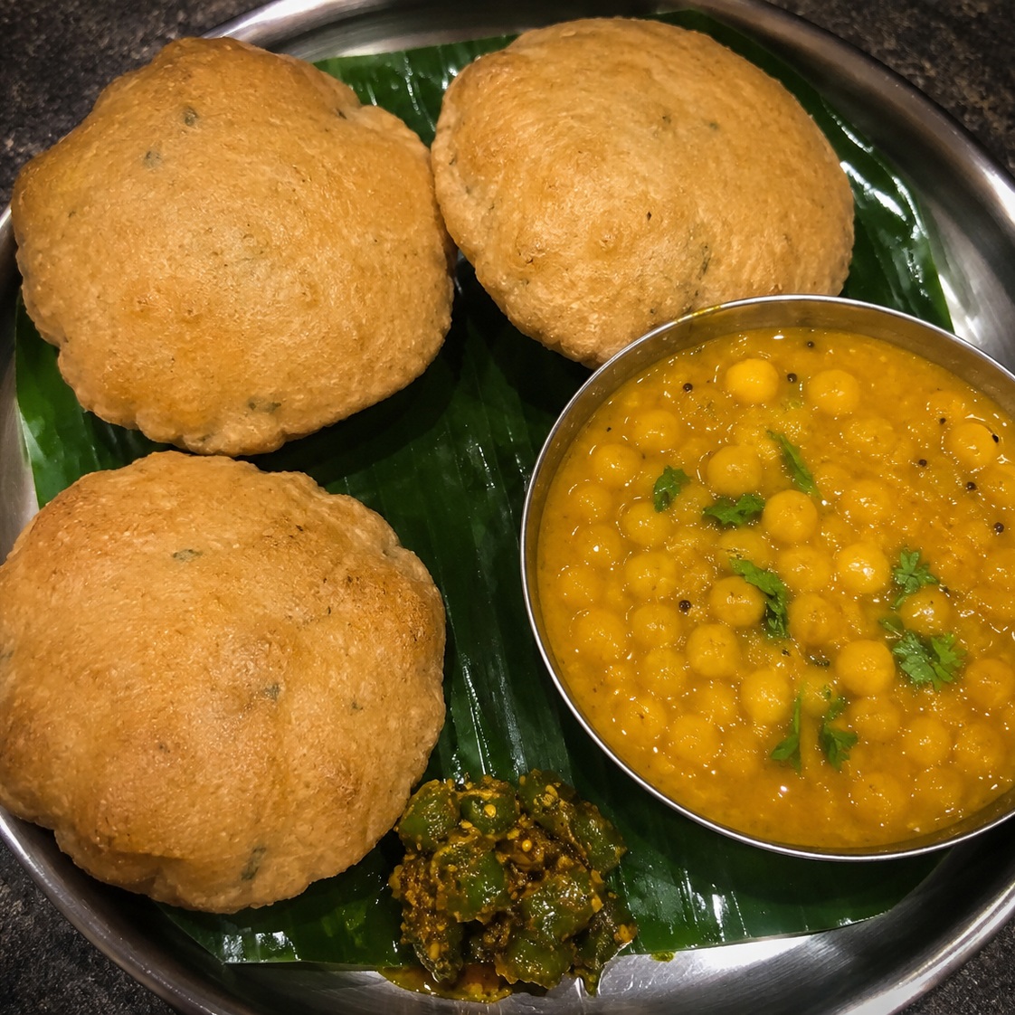 Sattu Poori with Matar ghugni
