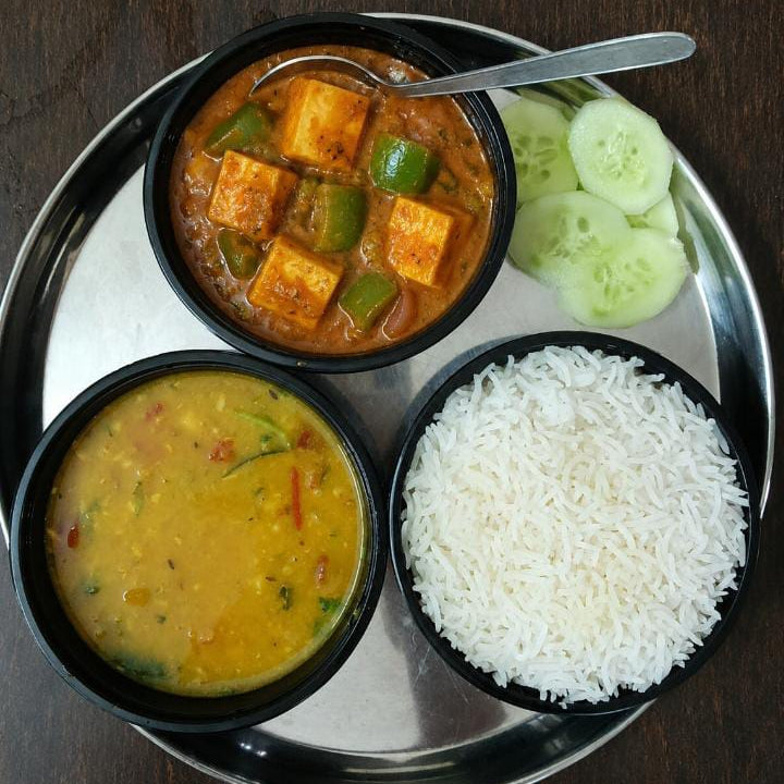 Paneer Capcicum + Roti +Pulao Thali by Sonali