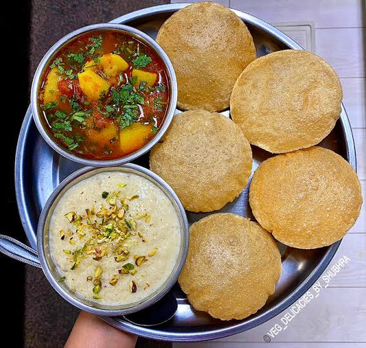 Maharashtrian Style Puri Bhaji Thali