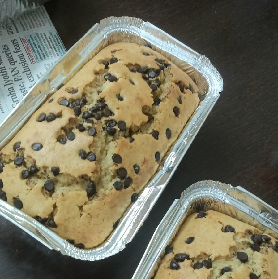 Whole Wheat Vanilla Chocochip loaf cake.