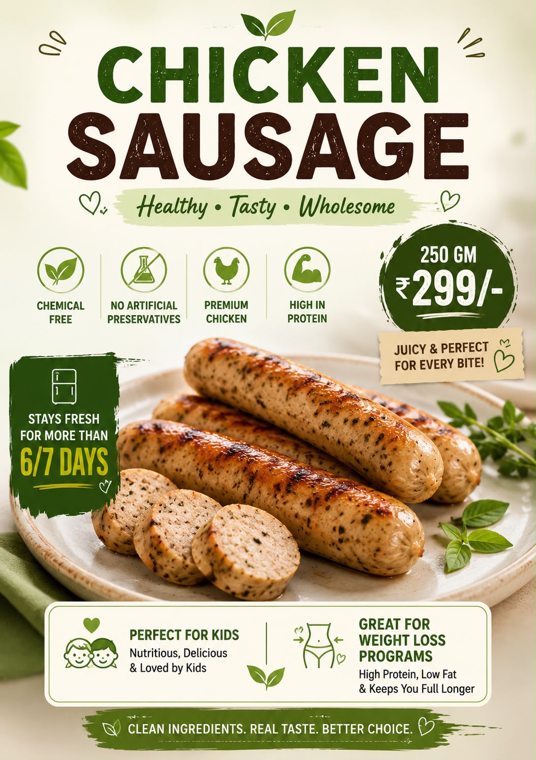 Chicken sausages (250 gms)