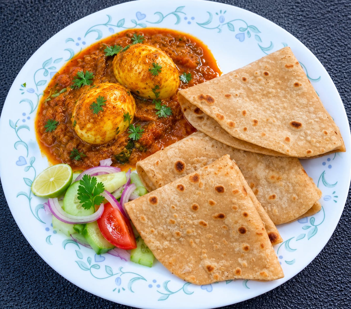 Egg Curry With 3 Roti Combo
