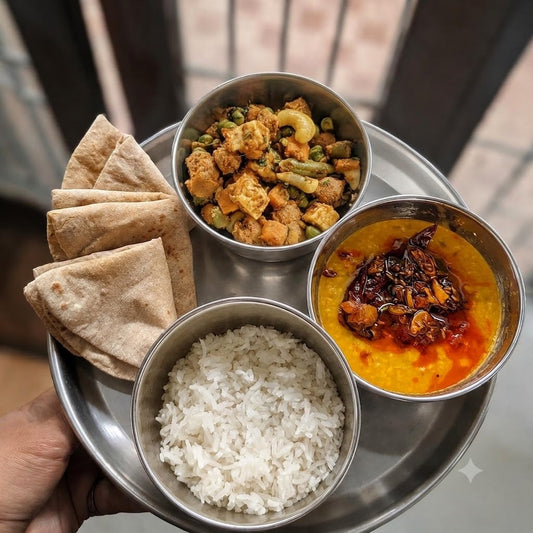Mixed Veg Dal Roti Rice Thali - By swesha